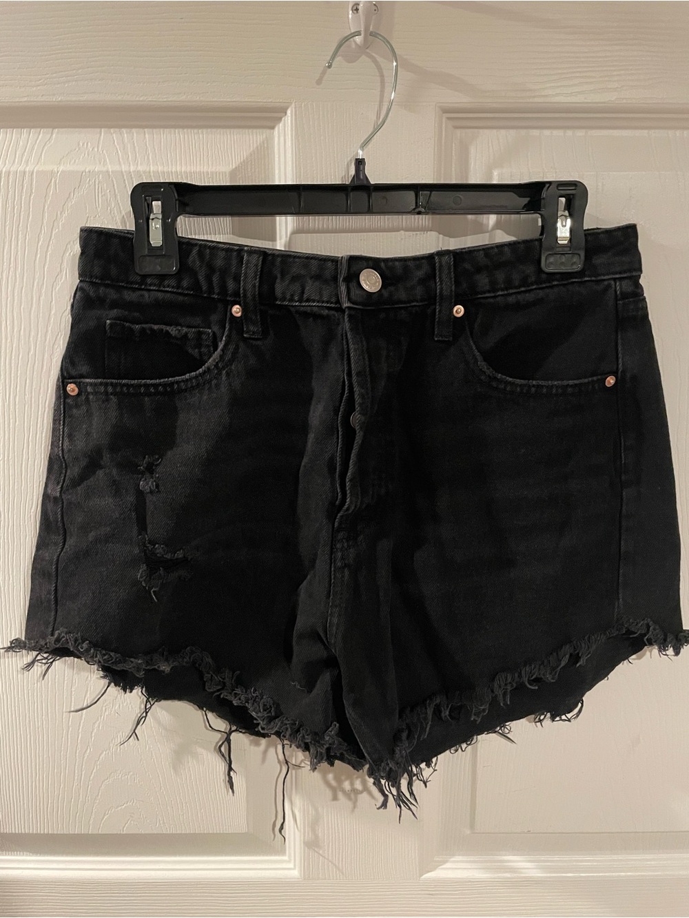 wild fable Black Distressed High-Rise Denim Shorts